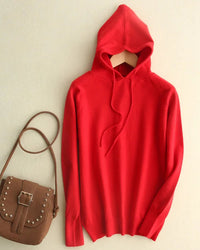 Hooded Loose-Fit Solid Knit Pullover Sweater