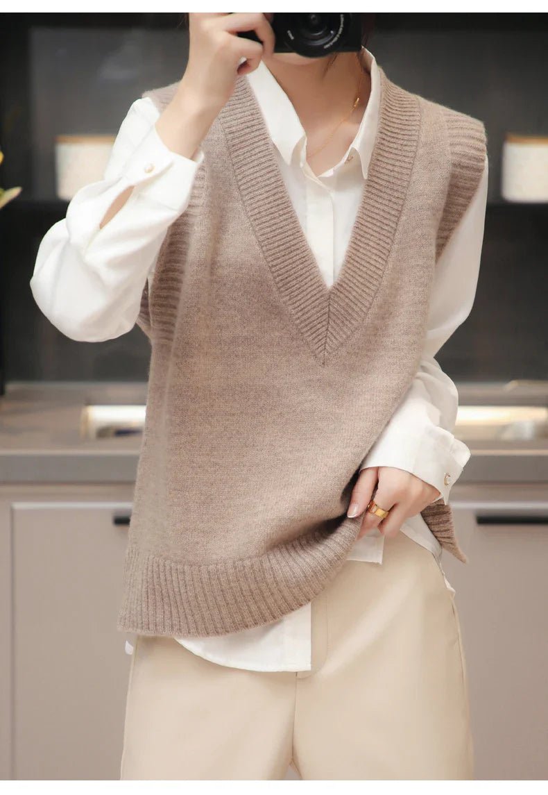 V-Neck Wool Knitted Sweater Vest