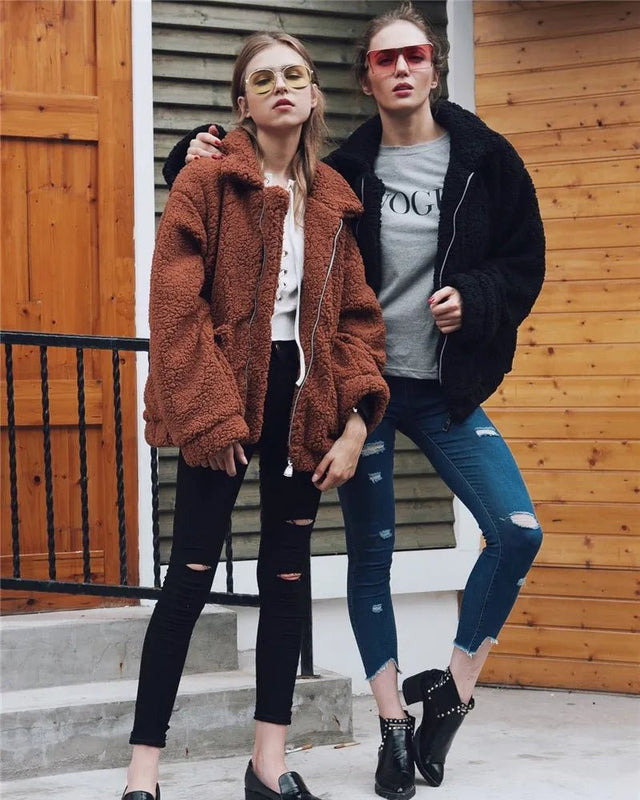 Teddy Fleece Faux Fur Jacket