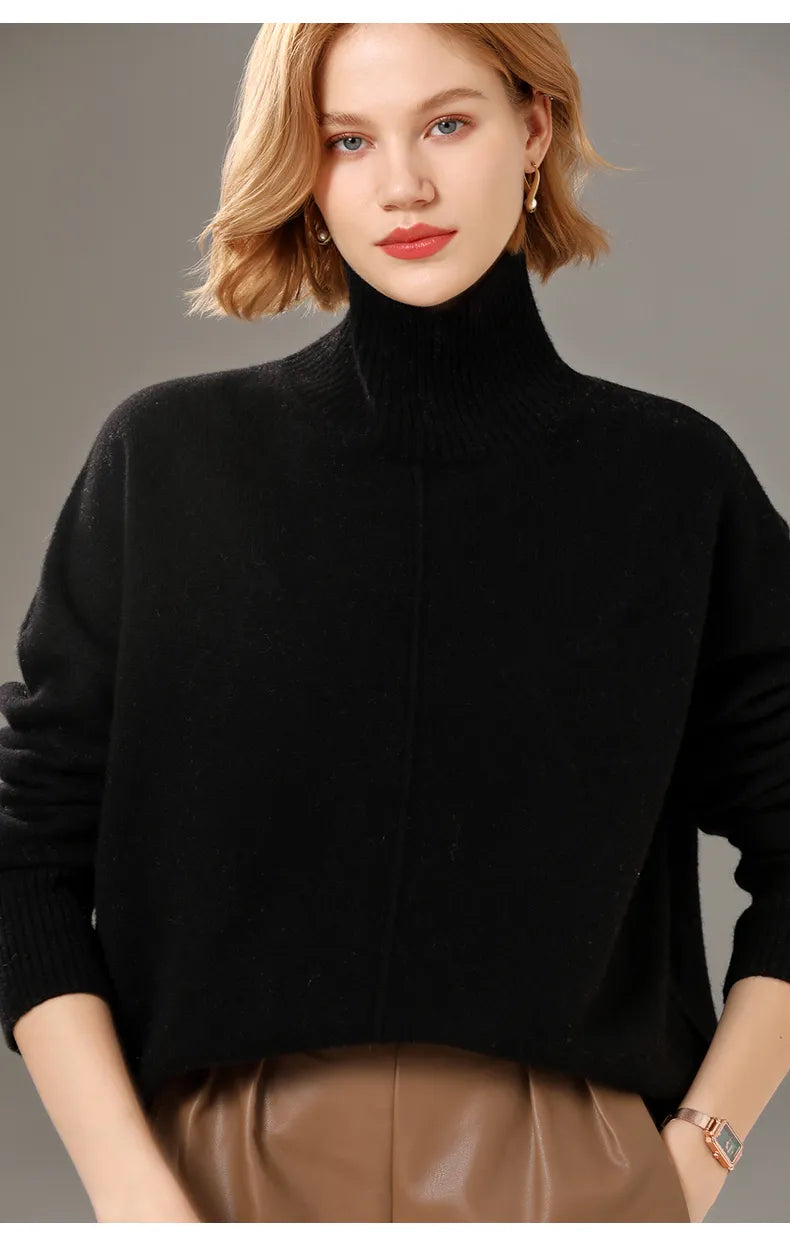 Turtleneck Solid Color Cashmere Sweater