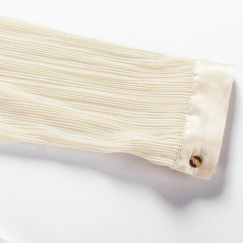 Pleated Blouse & Wide Leg Pants Set