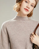 Wool Mock Neck Knit Pullover Sweater
