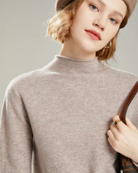 Wool Mock Neck Knit Pullover Sweater
