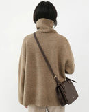 Oversized Half-Turtleneck Mohair Knit Sweater