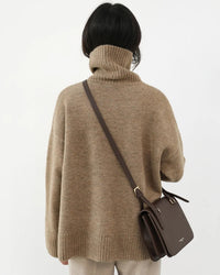 Oversized Half-Turtleneck Mohair Knit Sweater