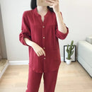 Long Sleeve Shirt & Trouser Cotton Pajamas Suit