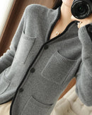Cashmere Stand Collar Cardigan