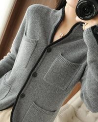 Cashmere Stand Collar Cardigan
