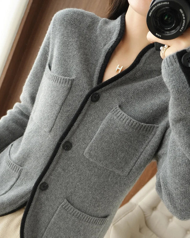 Cashmere Stand Collar Cardigan
