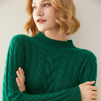 Cable Knit O-neck Wool Sweater