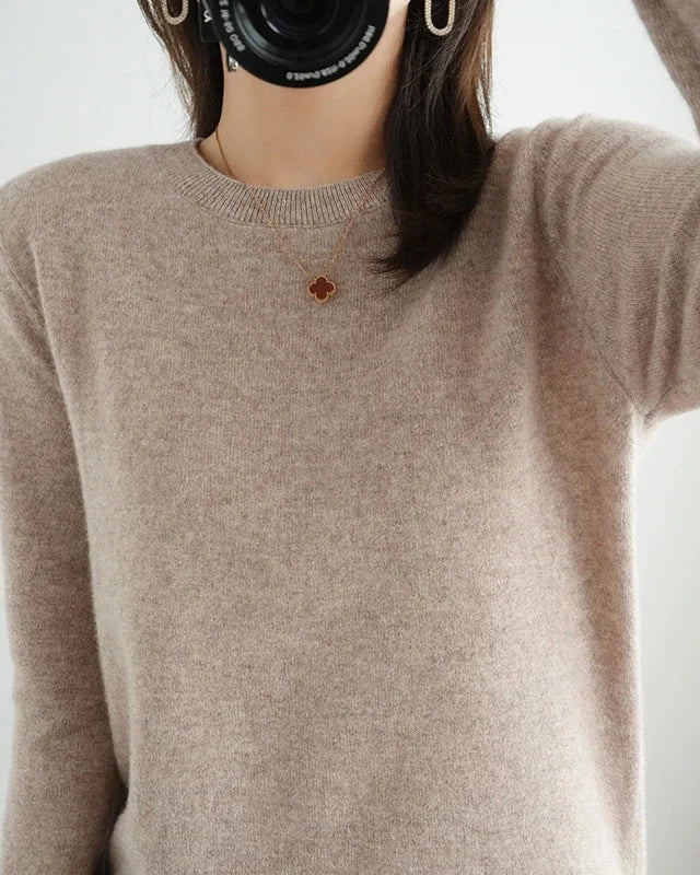 Merino Wool Round Neck Pullover Sweater