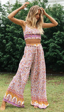 Boho Pattern Camisole & Wide Leg Pants Set