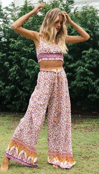 Boho Pattern Camisole & Wide Leg Pants Set