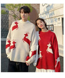 Oversized Reindeer Jacquard Couples Christmas Sweater