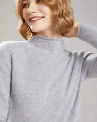 Wool Mock Neck Knit Pullover Sweater