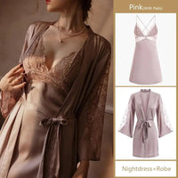 Sexy Lace Nightdress & Short Robe Set
