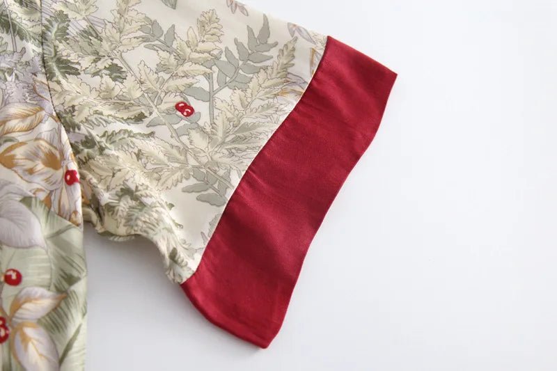 Printed Short Sleeve Shirt & Shorts Satin Pajamas Set