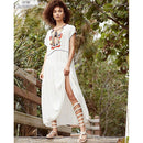 Embroidery V-Neck Tassel Bohemian Maxi Dress