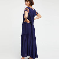 Embroidery V-Neck Tassel Bohemian Maxi Dress