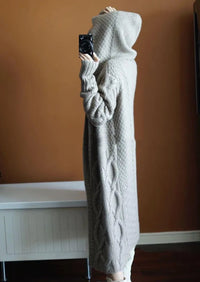 Blend Hooded Thick Long Cardigan