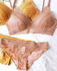 Pure Cotton Ultra-Thin Triangle Cup Push-Up Bra Set