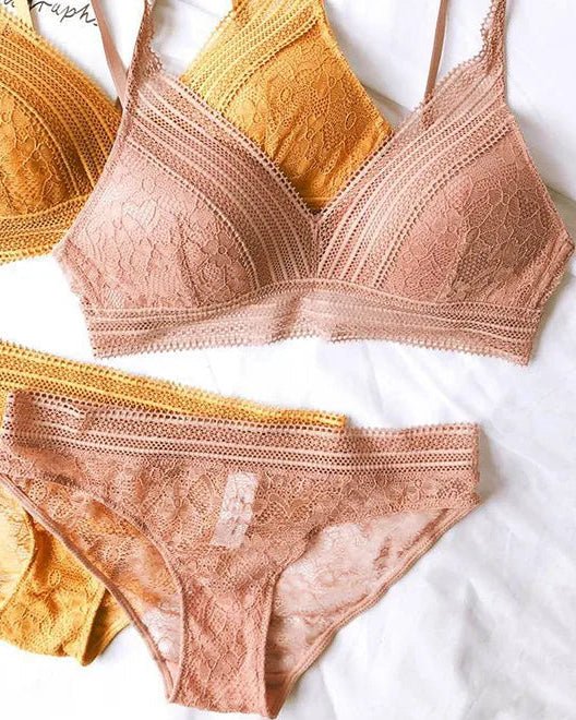 Pure Cotton Ultra-Thin Triangle Cup Push-Up Bra Set