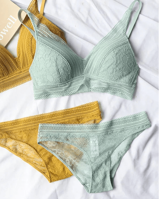 Pure Cotton Ultra-Thin Triangle Cup Push-Up Bra Set