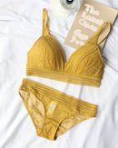 Pure Cotton Ultra-Thin Triangle Cup Push-Up Bra Set