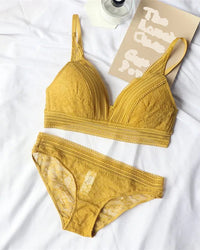 Pure Cotton Ultra-Thin Triangle Cup Push-Up Bra Set