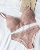 Pure Cotton Ultra-Thin Triangle Cup Push-Up Bra Set