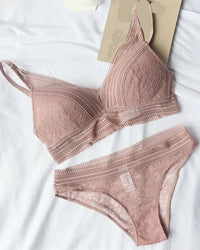 Pure Cotton Ultra-Thin Triangle Cup Push-Up Bra Set