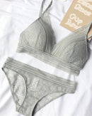 Pure Cotton Ultra-Thin Triangle Cup Push-Up Bra Set