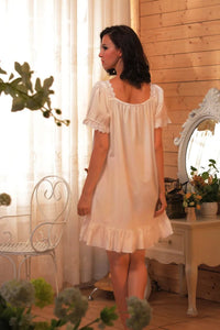 Cotton Short Sleeve Vintage Nightgown Dress