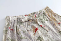 Printed Short Sleeve Shirt & Shorts Satin Pajamas Set