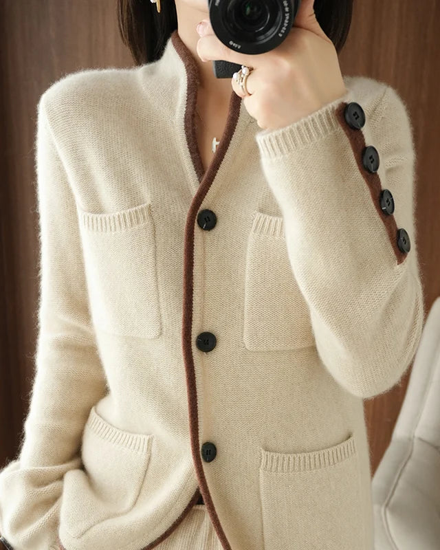 Cashmere Stand Collar Cardigan