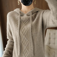 Drawstring Wool Blended Hoodie