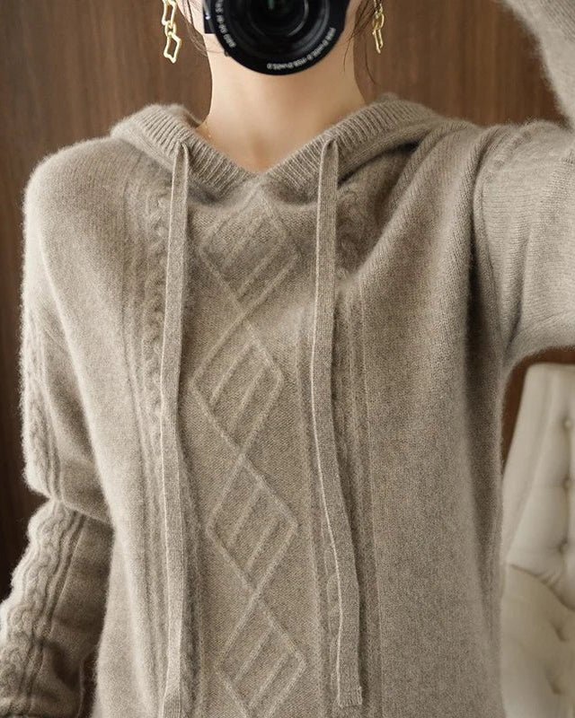 Drawstring Wool Blended Hoodie