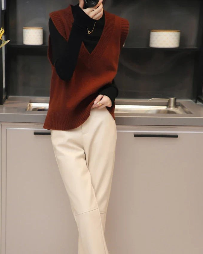 V-Neck Wool Knitted Sweater Vest