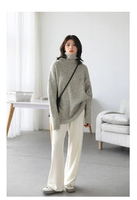 Loose Fit Ribbed High Neck Sweater