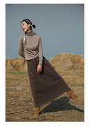 Wool Blend Knitted Long Skirt