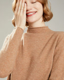 Wool Mock Neck Knit Pullover Sweater