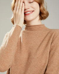 Wool Mock Neck Knit Pullover Sweater
