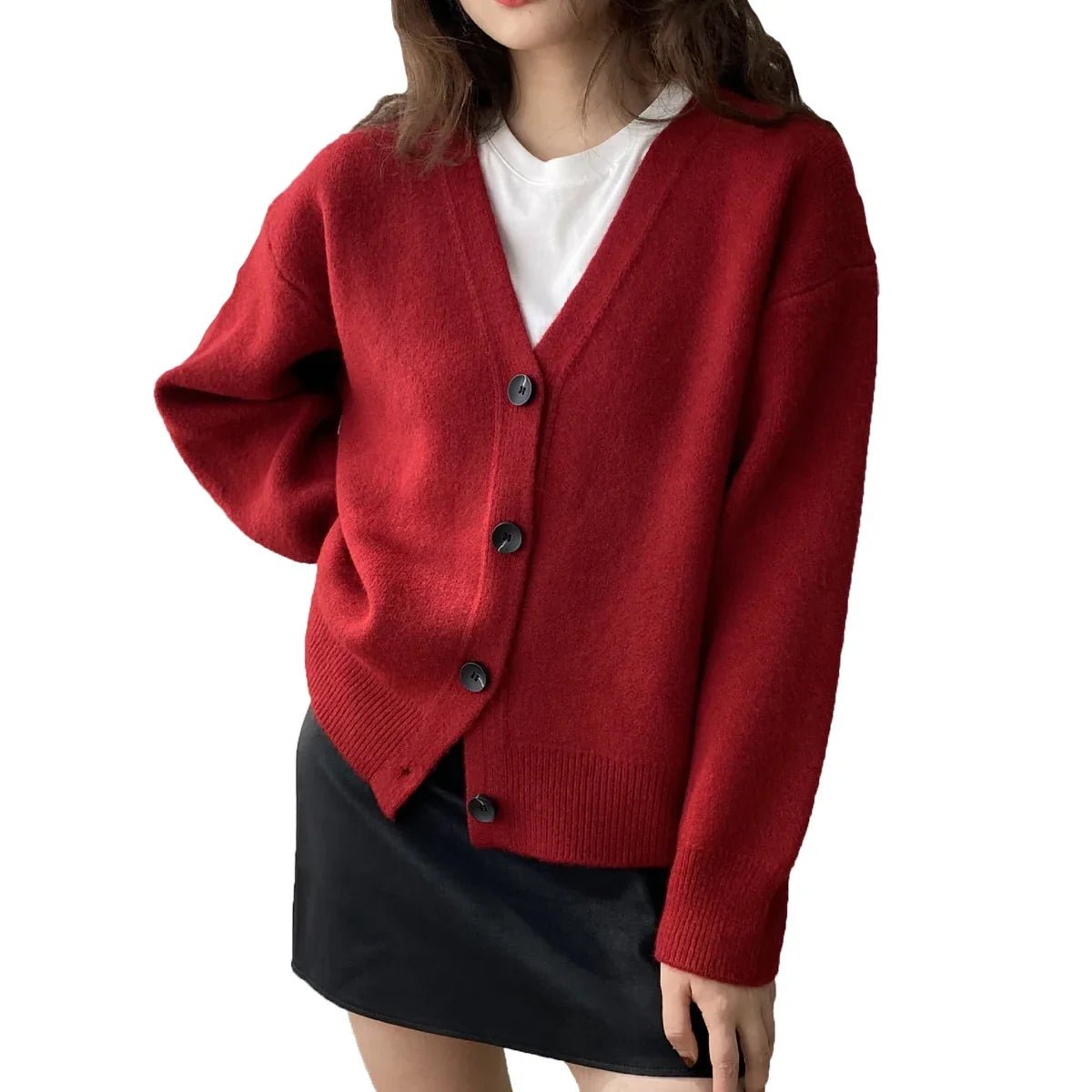 Casual V-Neck Solid Short Cardigan