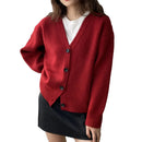 Casual V-Neck Solid Short Cardigan