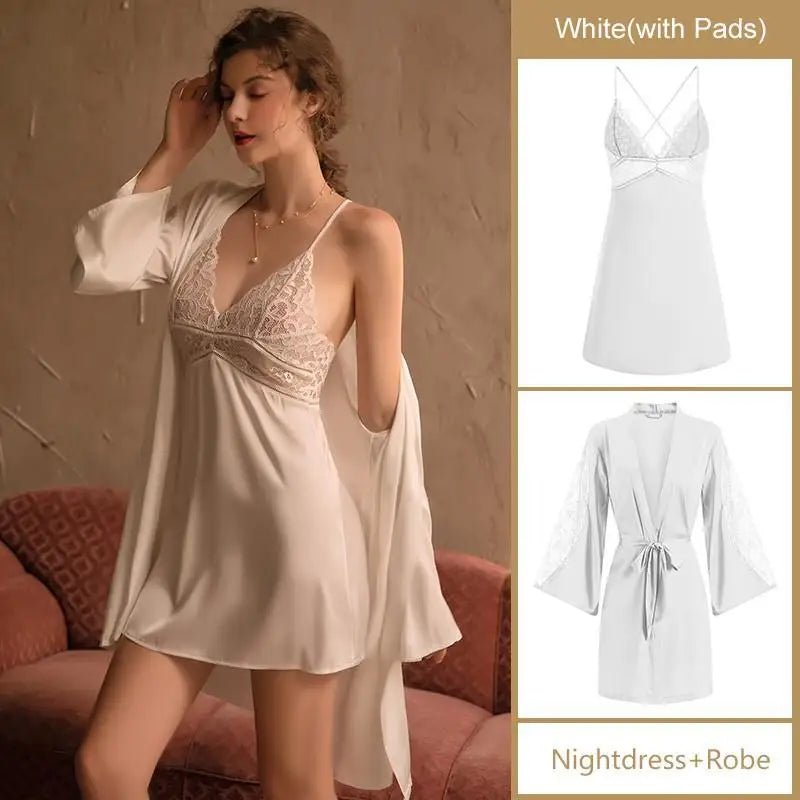 Sexy Lace Nightdress & Short Robe Set