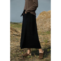 Wool Blend Knitted Long Skirt