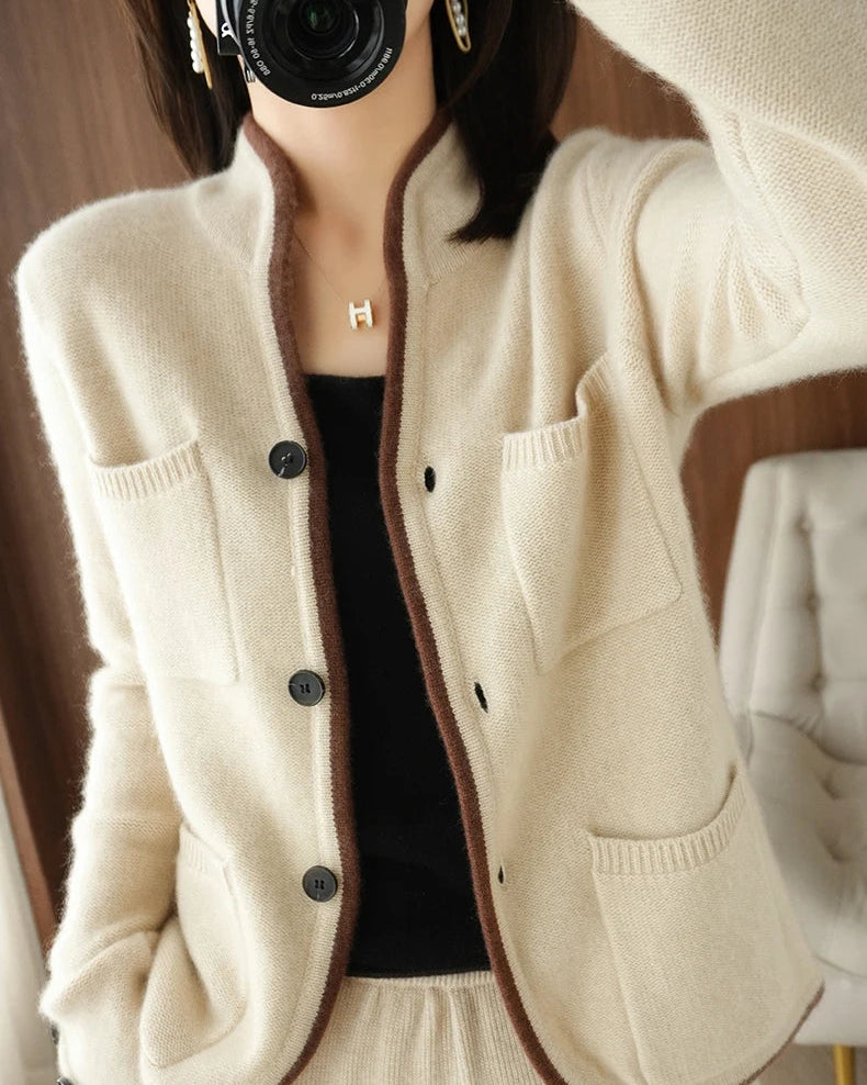 Cashmere Stand Collar Cardigan