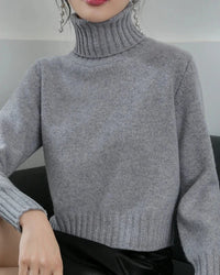 Wool Turtleneck Slim Knit Sweater