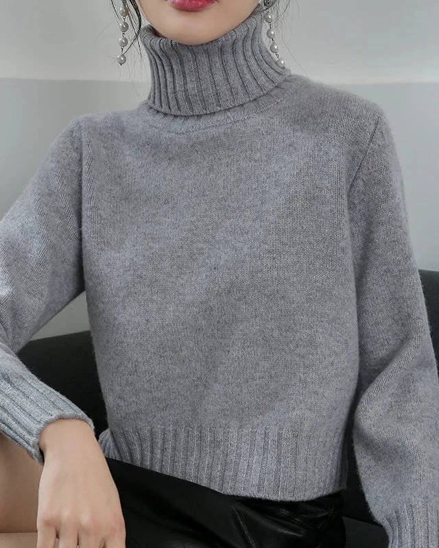 Wool Turtleneck Slim Knit Sweater