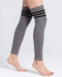Striped Knit Cotton Blend Leg Warmers